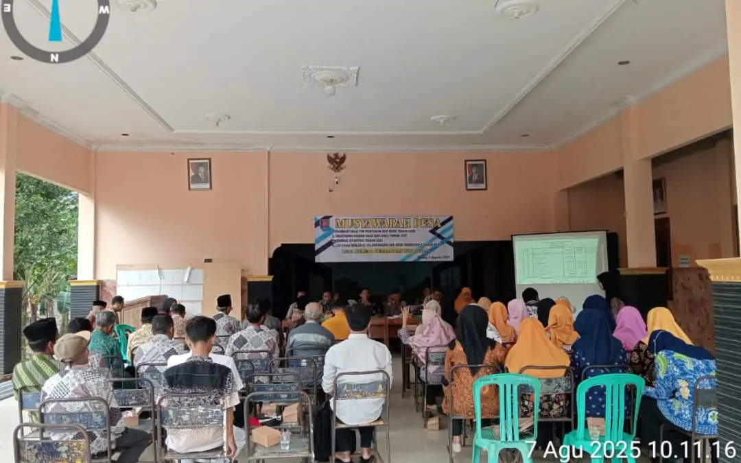 MUSYAWARAH DESA KELENG PEMBENTUKAN TIM RKP DESA 2026, PENETAPAN INDEKS DESA & SDG’s TH 2025, REMBUG STUNTING, DAN REALISASI PELAKSANAAN APBDes SEMESTER I TH 2025